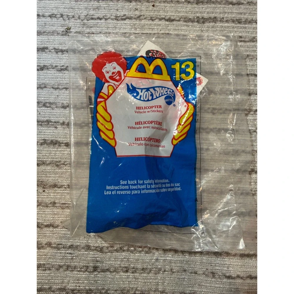 Vintage 1990 Hot Wheels McDonalds Happy Meal Toy Helicopter Red Sealed Bag 13